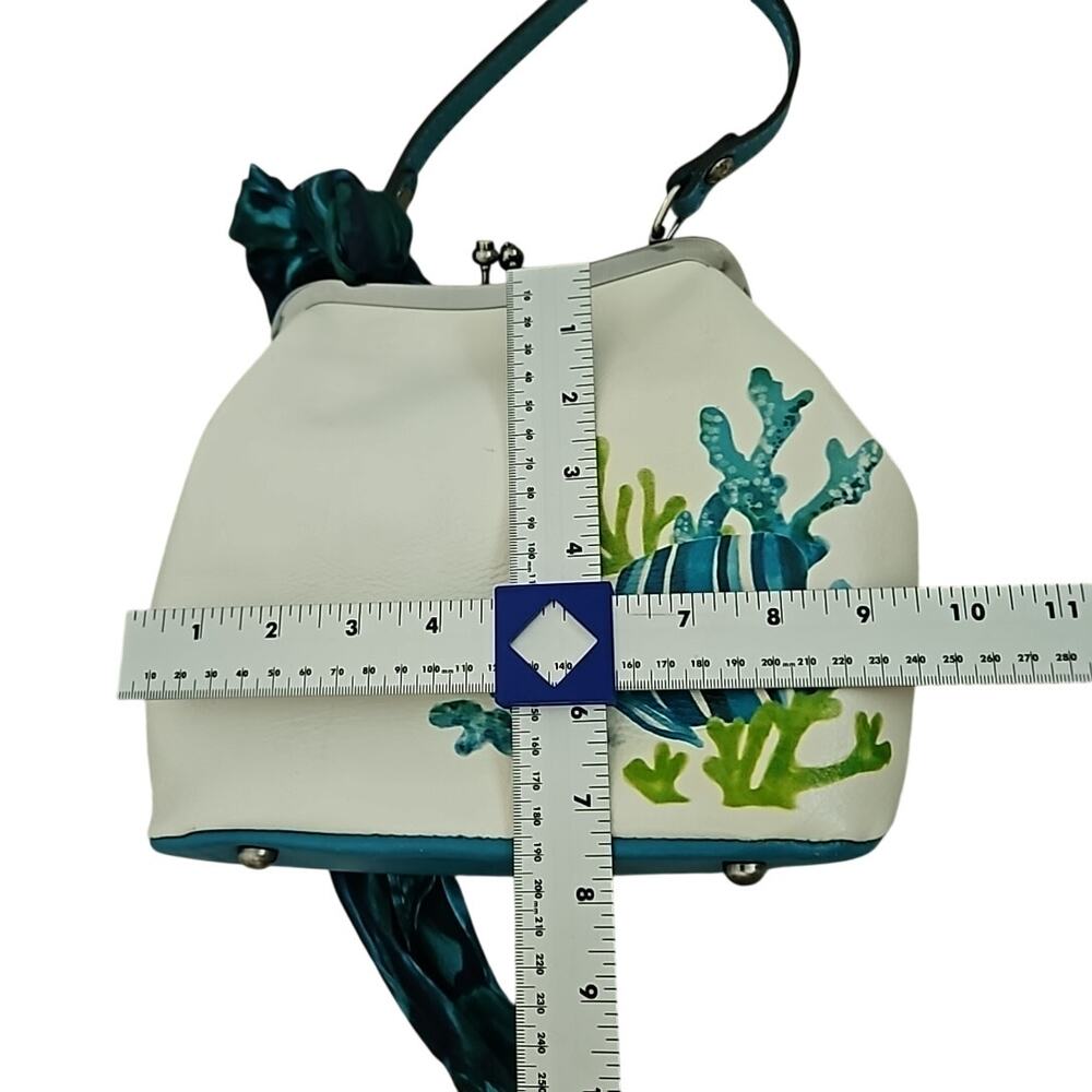 Patricia Nash Laureana Frame Ssatchel with coin wallet & Scarf Blue Striped Fish - Picture 10 of 10